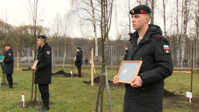 Деревья в честь погибших гвардейцев и морпехов высадили в сквере Памяти