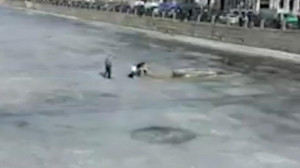 Как горожане спасали мужчину, провалившегося под лед у Аничкова моста