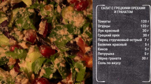 Полезный завтрак. Салат с грецкими орехами и гранатом