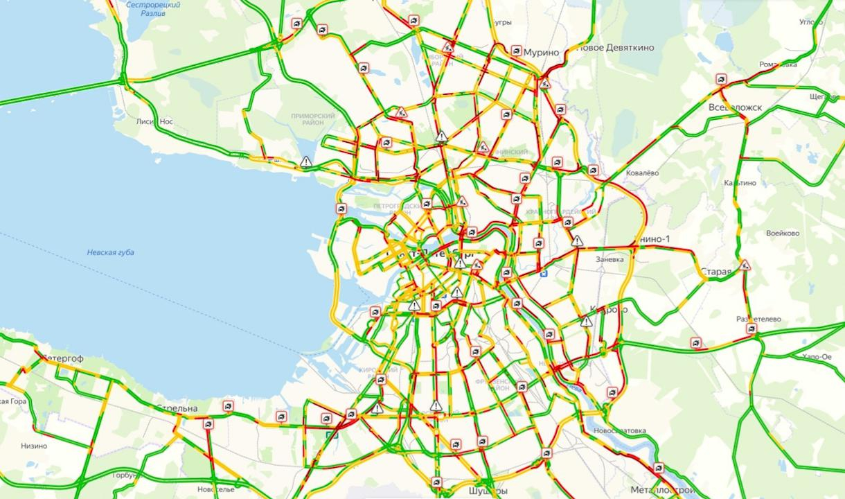 Пробки на дорогах спб в реальном времени карта онлайн