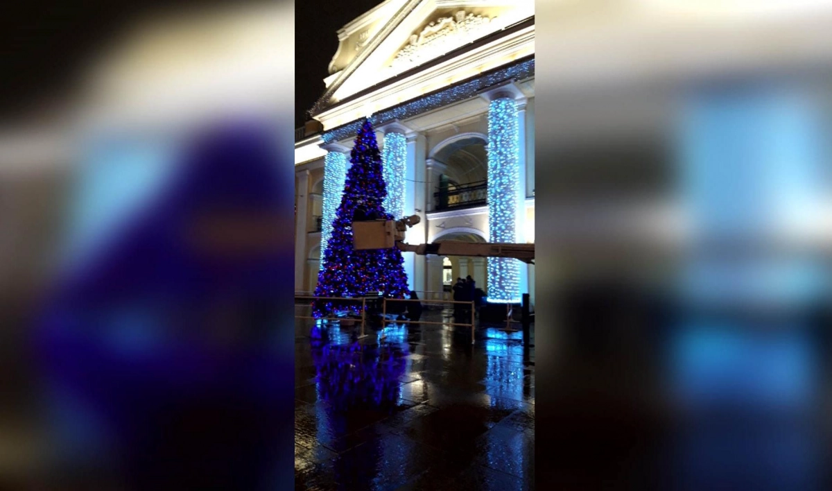 Новогодняя елка появилась перед Гостиным двором - tvspb.ru