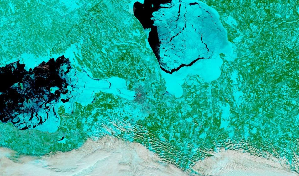 Взгляд из космоса: Как снег покидает окрестности Петербурга - tvspb.ru