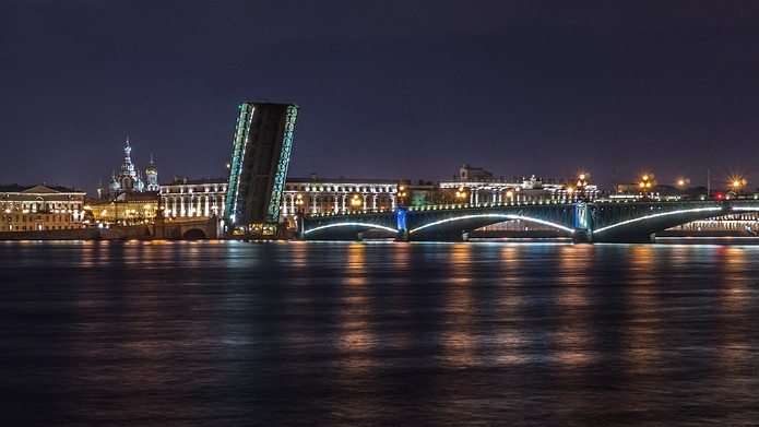 Троицкий мост в санкт петербурге ночью