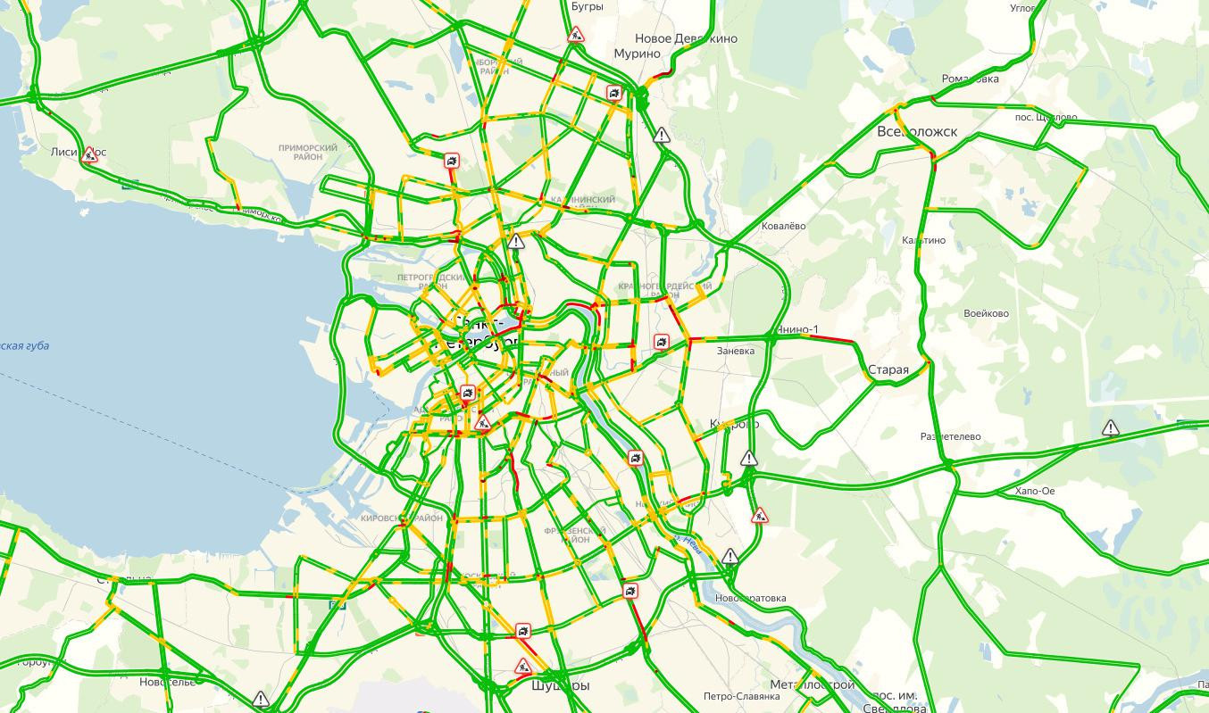 Карта санкт петербурга пробки онлайн сейчас на карте спб