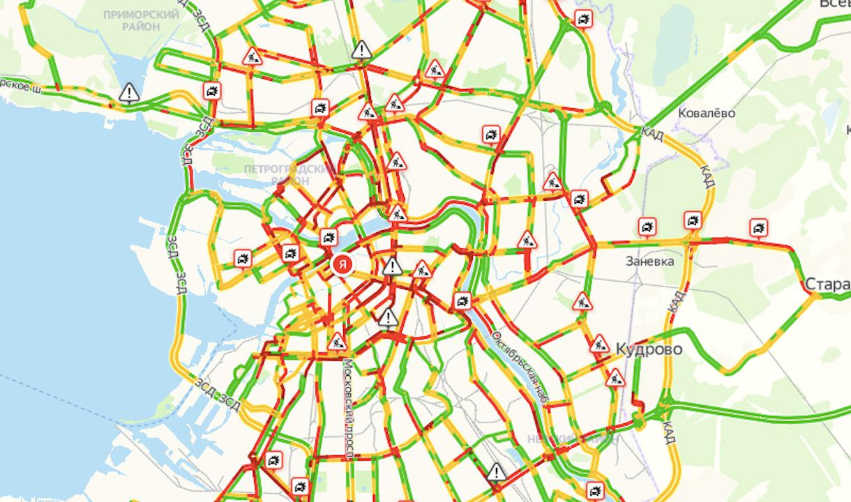 Карта санкт петербурга пробки онлайн сейчас