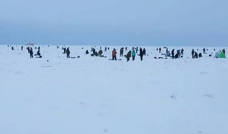 Спасатели сняли со льдины в Финском заливе 16 рыбаков - tvspb.ru