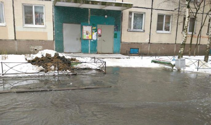 Строители пробили трубу водоснабжения на проспекте Косыгина - tvspb.ru