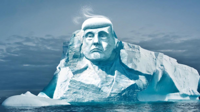 Экологи захотели вырубить портрет Трампа на арктической глыбе