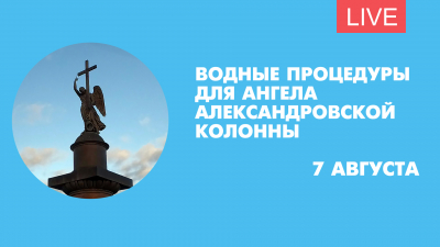 Водные процедуры для ангела на Александровской колонне. Онлайн-трансляция