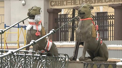 Демонтаж крылатых львов. Онлайн-трансляция с Банковского моста