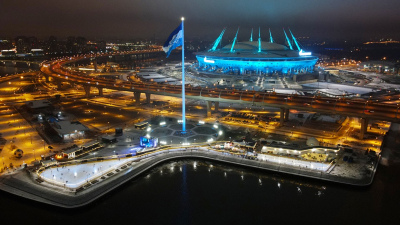 У «Газпром Арены» открылся самый большой каток в Петербурге с видом на море