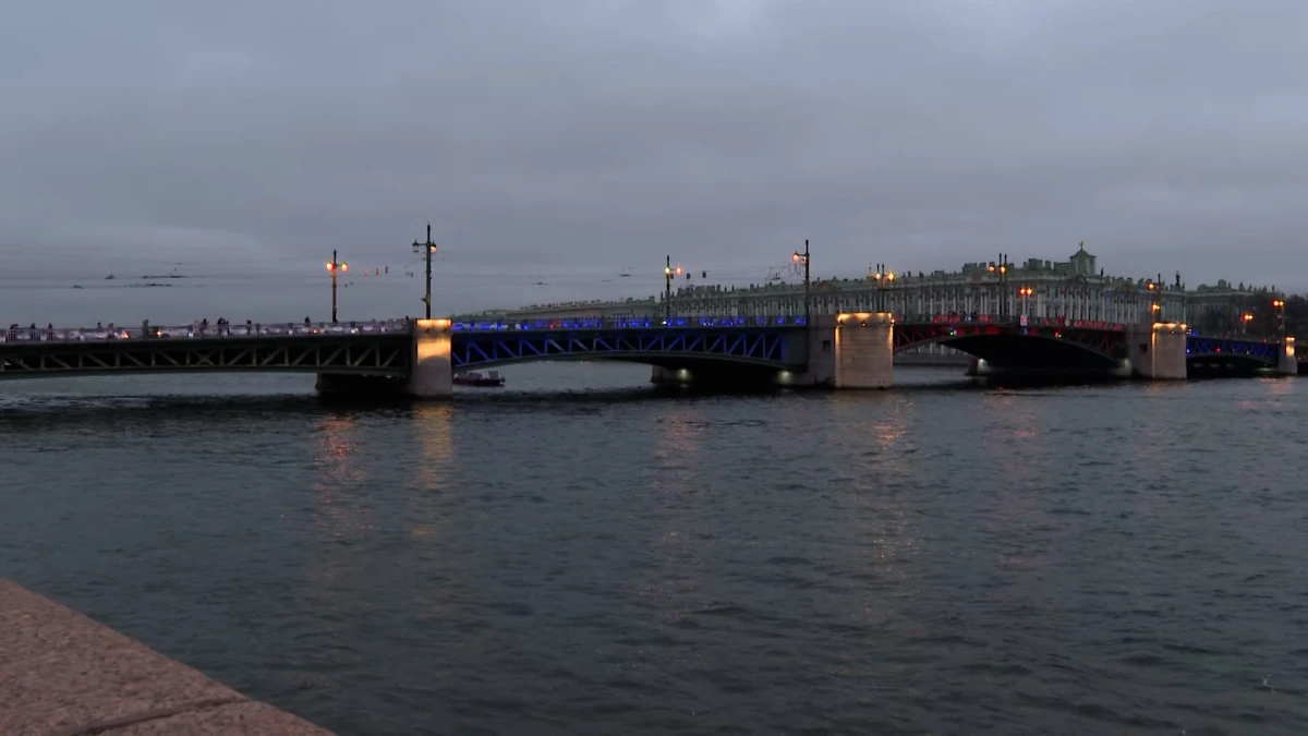 В честь Дня народного единства Дворцовый мост украсила подсветка - tvspb.ru