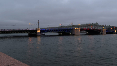 В честь Дня народного единства Дворцовый мост украсила подсветка
