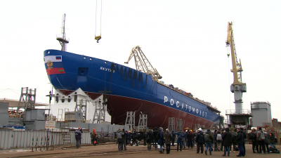 Экологичная мощь: со стапеля Балтийского завода сошёл ледокол «Якутия»