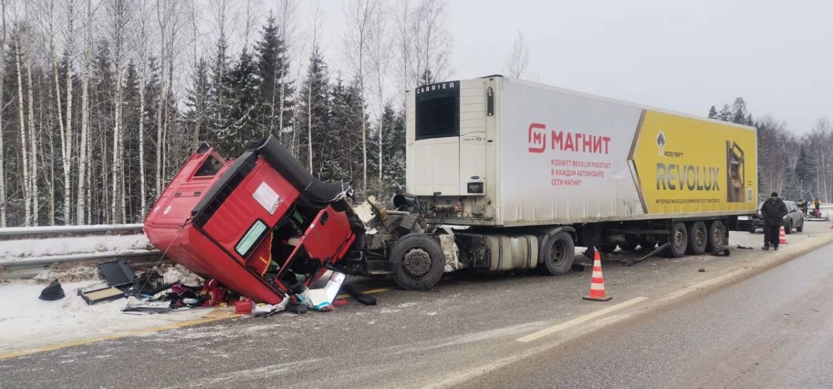 Горячий битум разлился после массовой аварии на трассе М-11 - tvspb.ru