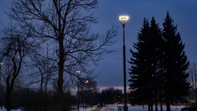 В колпинском сквере у ж/д станции установили 50 новых фонарей