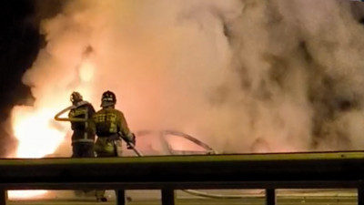 На КАД взорвался BMW