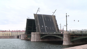 Полюбоваться разведённым Биржевым мостом даже днём: движение по переправе закрыто до 8 мая