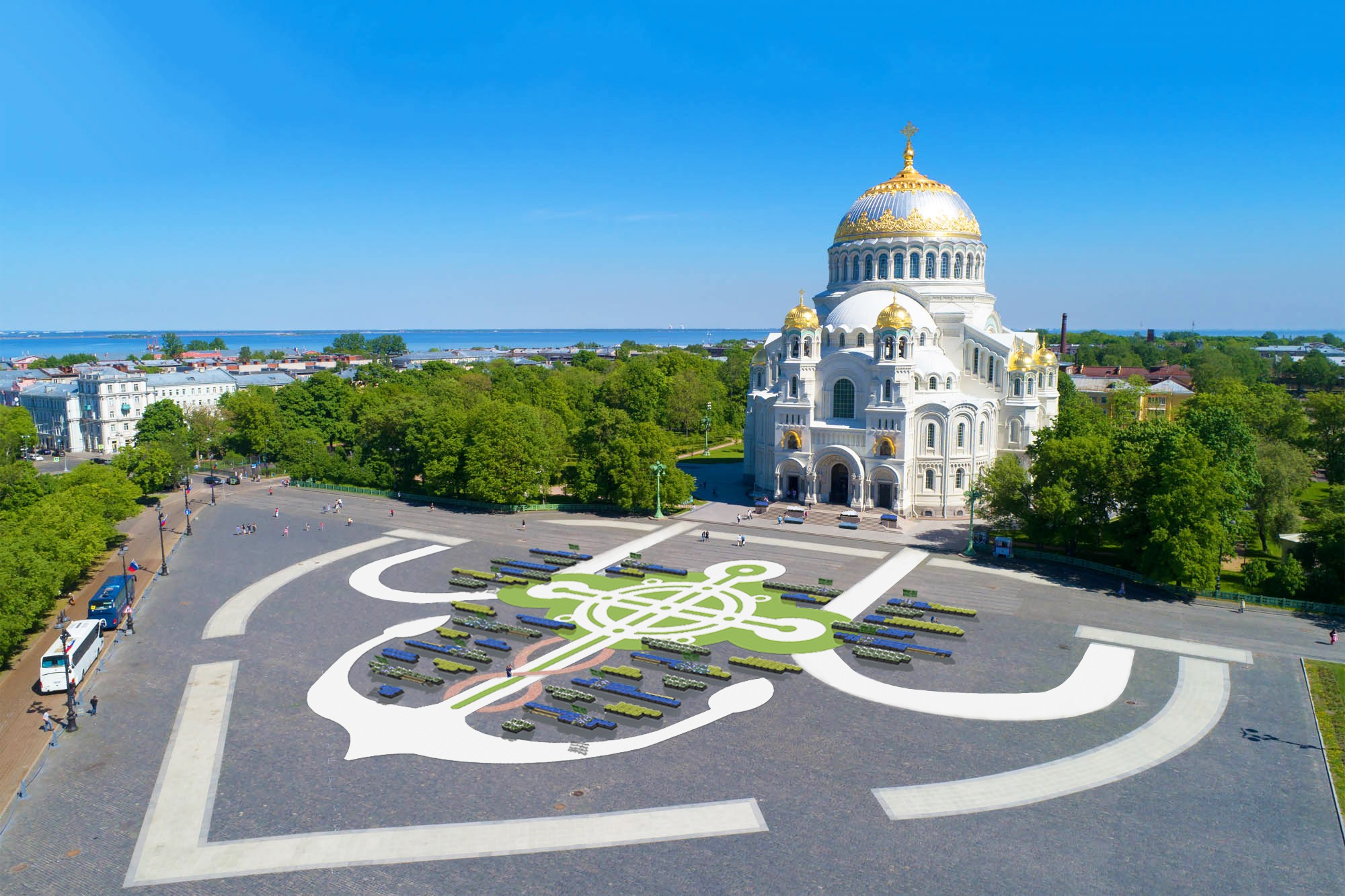 Якорная площадь в Кронштадте. Кронштадт Якорная площадь морской собор. Кронштадт Якорная площадь вид сверху. Кронштадт Якорная площадь Никольский собор.