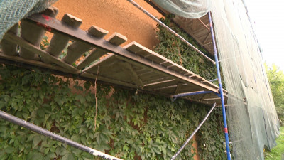 Стену дома на Чайкиной отремонтировали, сохранив многотонные лианы девичьего винограда