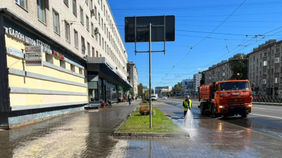 Около 40 тысяч кубов воды потратили на мытье дорог в Петербурге за неделю