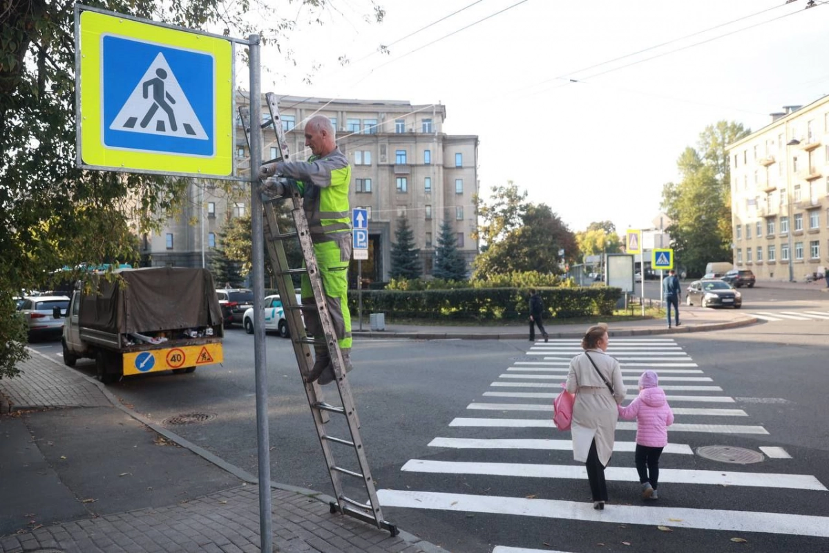 В Петроградском районе обустроили 2 новых пешеходных перехода - tvspb.ru