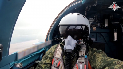 Су-34 ВКС России уничтожают позиции украинских боевиков в зоне спецоперации