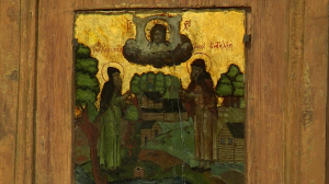 Икона на стекле. Преподобные Корнелий и Виталий Выговские