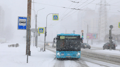 Петербуржцев призвали пересесть на общественный транспорт из-за снегопада