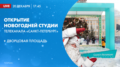 Онлайн-трансляция открытия новогодней студии телеканала «Санкт-Петербург» на Дворцовой площади