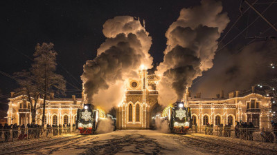 За два дня поезд Деда Мороза на станции «Новый Петергоф» посетили больше 55 тысяч человек