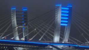 Новая художественная подсветка: телебашня, Троицкий мост и мост Бетанкура и Дом Журналиста