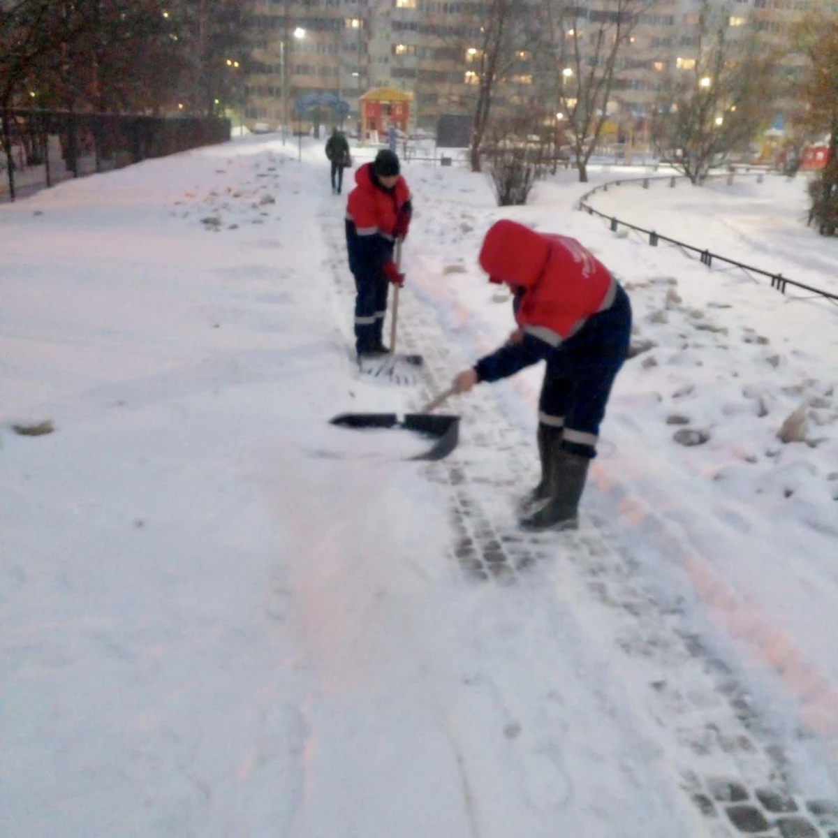 310 дворников убирают снег в Приморском районе - tvspb.ru