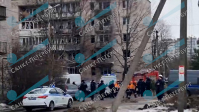 Появились кадры с места взрыва в доме на Пискаревском проспекте 