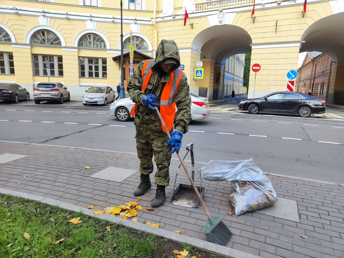 Улицы Петербурга убирают 826 дворников и 618 единиц техники - tvspb.ru