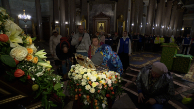 В Казанский собор доставили ковчег с частицей мощей преподобной Евфросинии Полоцкой