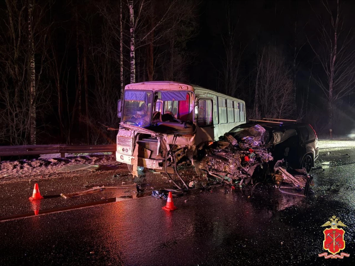 Иномарка и автобус столкнулись лоб в лоб в Кировском районе - tvspb.ru