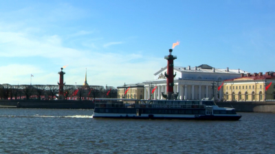 В День Великой Победы в Петербурге зажгли факелы Ростральных колонн