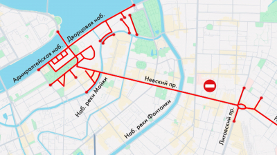 В центре Петербурга введут ограничения на движение транспорта с 7 по 9 мая