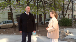 Работы по благоустройству в сквере Соловьёва-Седого