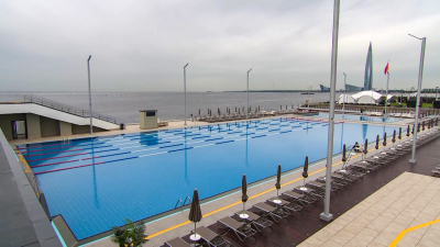 На Крестовском острове торжественно открыли всесезонный 50-метровый бассейн под открытым небом