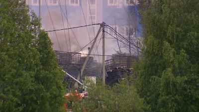 Как тушили мощный пожар в Янино