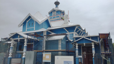 Деревянную церковь Святого благоверного князя Александра Невского реставрируют в Красном Селе