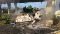 В Стрельне «Ауди» пыталась оторваться от полицейских, перевернулась и сгорела