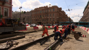 Ремонт Невского проспекта. Замена трамвайных путей
