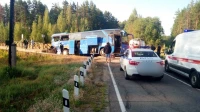 Туристический автобус и поезд столкнулись в Ленобласти — 12 пассажиров пострадали