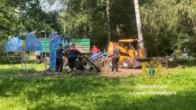 В Петербурге демонтирована небезопасная детская игровая площадка после проверки прокуратуры