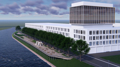 Зона отдыха с озеленением и террасами: как стартовал новый этап благоустройства набережной реки Охты