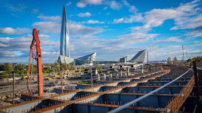 Александр Беглов: Опоры будущего путепровода магистрали М-32 готовы на 50%