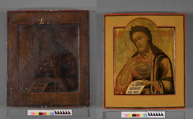 В Ленобласти реставраторы сняли «налёт времени» с иконы «Святой Иоанн Предтеча» - tvspb.ru